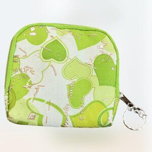 Y2k 2000s Little green, rose gold, and white coin purse zipper pattern